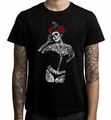  T-Shirt schwarz Krähe Zuckerschädel Mädchen Herren - Day Of The Dead Tattoo Burlesque