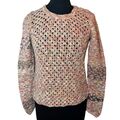 Promod Damen Grobstrick Pullover Sommer Häkel Pulli Löcher bunt multicolor S 36