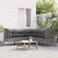 vidaXL 5-tlg. Garten-Lounge-Set mit Kissen Grau Poly Rattan NAR