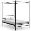 Himmelbett Bettgestell Metallbett mit Rahmen 140x200 cm Schwarz Modern Stabil