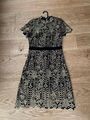 Kleid Etuikleid Stickereinen schwarz gold Größe M / 38 festlich 20er Jahre