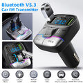 Bluetooth 5.3 FM Transmitter Auto Adapter MP3 Player USB KFZ  Freisprechanlage