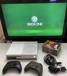 Microsoft Xbox One S 500GB Console Bundle! 2 X Controllers, Games All Leads VGC