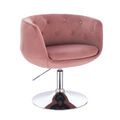 B-Ware SVITA PANAMA Retro Loungestuhl Cocktailsessel Tellerfuß Samt-Optik Rosa