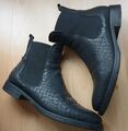 Leone Damen Stiefeletten Boots Leder Schwarz Gr. 38