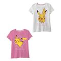 Pokemon Pikachu Kinder T-Shirt Kurzarm Shirt Baumwolle 110 bis 152 Weiß Rosa