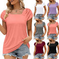 Kurzarm-T-Shirts Für Damen Pullover Mit Quadratischem Kragen Locker Reine 丷