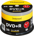 Intenso DVD+R 16x Speed 4,7GB 120 Minuten DVD Rohlinge Brenner 50er Spindel