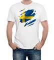 Torn Schweden Flagge Herren T-Shirt Schwedisch Stockholm Land Nationalfußball