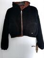 🌞🌞🌞 Hollister Damen Mini-Winterjacke Teddyplüsch Gr. XS schwarz braun 🌞🌞🌞