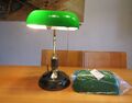 Bankerlampe mit Zugkordel, grün, Messing, gebraucht