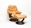 Ekornes Stressless Reno (M) mit Hocker I Relaxsessel Fernsehsessel Leder Cognac 