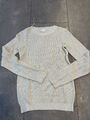 Vila Damen Pullover Gr. XS 34 Langarm Creme beige Glitzer 