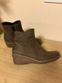 ecco Leder Stiefeletten Gr. 36 Keilabsatz echtes Leder