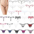 Damen String Tangas Slips mit Perlenketten Ouvertslip Dessous G-string Höschen