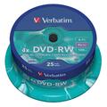 1x25 Verbatim DVD-RW 4,7GB 4x Speed, matt silver DVD-RW 12cm