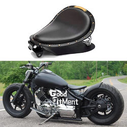 Motorrad Leder Solo Sitz Federsattel + Grundplatte Für Bobber Chopper Cafe Racer