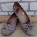 Gabor-flache Damen Pumps-Echtleder-vorn mit Lederschleife-grau braun-Gr. 4 (37)