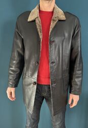 Herren-Lederjacke aus echtem Leder mit Schaffellfutter – Gr. XXL