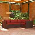 4-tlg. Garten-Lounge-Set mit Auflagen Poly Rattan Braun