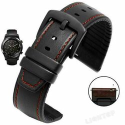 DE Leder & Silikon Uhrenarmband Ersatzband Smartwatch Armband Lederarmband 22mm