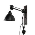 Wandlampe Schalter E14 Schwarz Natur Metall Holz Vintage Wandleuchte B-Ware