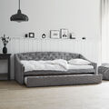 Sofa Schlaffunktion Couch Polsterbett 90x200 cm Gästebett Cord Grau Homestyle4u