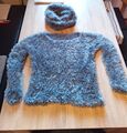 Damenpullover - Handarbeit selbstgestrickt in Gr. 36/38. Mischgewebe mit Schal