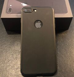 APPLE iPhone 8 Plus, 256 GB, space grey, ohne Simlock, Model A1897 mit Klappetui