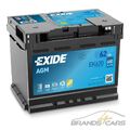 EXIDE AUTOBATTERIE 12V 62Ah STARTERBATTERIE 680A EK620 AGM START STOPP