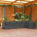 5-tlg. Garten-Lounge-Set mit Kissen Poly Rattan Grau