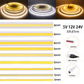 5V 12V 24V COB LED Streifen Stripe 320Led/m Lichtband Selbstklebend Lichterkette