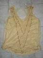 H&M Damen Bluse mit Top Beige Hellbraun Gr. L 42 teilweise transparent