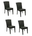 4x KONWAY® MAUI Stapelstuhl Schwarz Polyrattan Garten Sessel Stuhl Set stapelbar