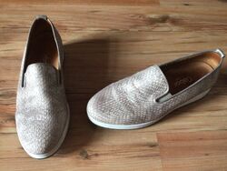 Gabor Comfort Schuhe, Slipper, Mokassins Gr. 5 1/2 = 38.5 beige, silber wie NEU!