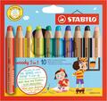 STABILO woody 3 in 1 Buntstift,Wasserfarbe,Wachsmalkreide 18,10,6 Etui Schpitzer