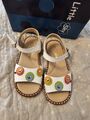 Sandalen Weiss Leder Gr.26 Bunte Kreise Mädchen Little Sky Spain