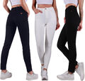 Damen Stretch Hose Jeans Look Röhre Skinny Jeggings Leggings Treggings 34 - 52