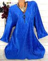 Tunika Bluse Kleid Top Lagenlook Shirt Longshirt 2W Paris Leicht Blau 5) 48 50