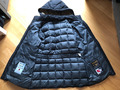 WOOLRICH, schwarze Damenwinterjacke mit Fellkragen, Gr. L 