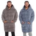 Herren Sherpa Decke Hoodie Erwachsene übergroß Vlies Kapuze Lounge Kuscheln Pullover