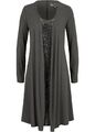 Shirtkleid in Doppeloptik Gr. 44/46 Anthrazit Metallic Silber Abendkleid Neu