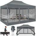 Pavillon 3mx4,5m Wasserdicht Faltbar Partyzelt Gartenzelt mit Mesh-Seitenwände