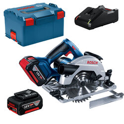 Bosch Akku-Kreissäge GKS 18V-57 G mit 2x 4.0Ah Akkus, Lader GAL 18V-40 in L-BOXX