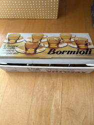 Bormioli Espressotasse mit Unterteller Set, 6 Tassen, gelb, Glas