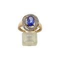 Damen Ring aus 9 kt Gold mit 1 ct Tansanit und 0.56 ct Diamanten - Gr 57 EU