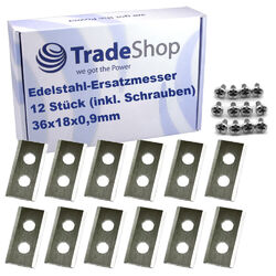 12x Messer Klingen Edelstahl 0,9mm + Schrauben für Worx WA0176 WA0190