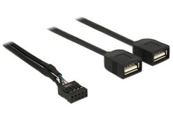 Kabel USB Pinheader Adapterkabel 10pin auf 2x USB 2.0 Buchse 40cm