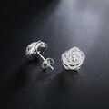 Damen Ohrringe Ohrstecker Rosen Blüte Frauen Sterlingsilber 925 Silber