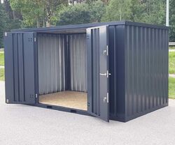 Gerätecontainer Lagercontainer Gartencontainer Gartenhaus RAL7021 3m Doppeltür